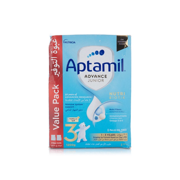 Buy Aptamil advance junior 3 nutri biotik growing up milk formula twin pack 1.2kg in UAE