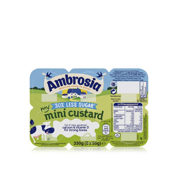 Ambrosia Mini Custard 30% Less Sugar 55g x 6
