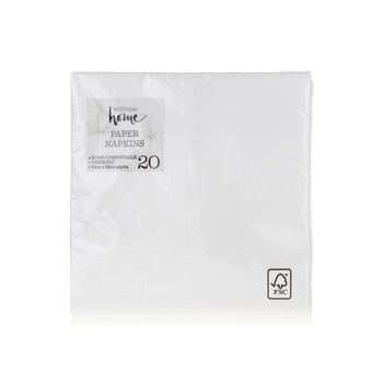 Waitrose Home White Napkins x 20
