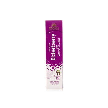 Sunshine Nutrition Elderberry Sugar Free Effervescent Tablets Berry x 20