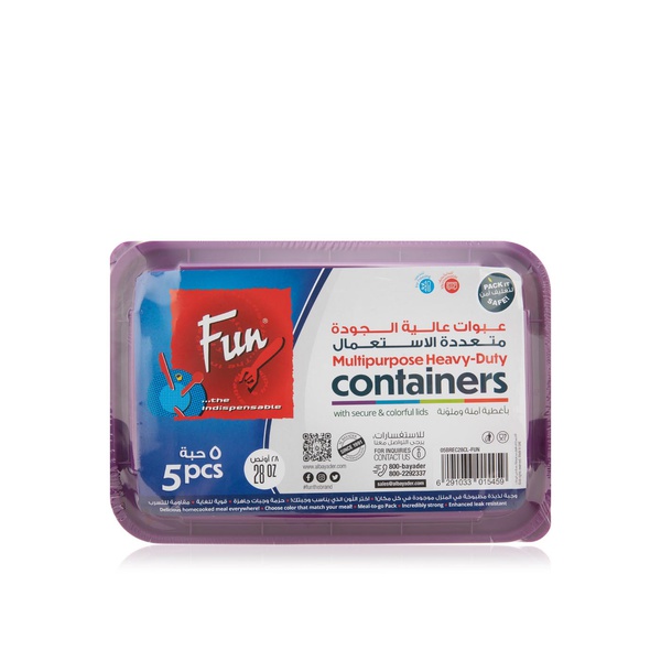 Fun Multipurpse Heavy Duty Containers with Assorted Lids 28oz x 5