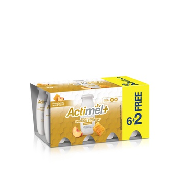 Actimel Royal Jelly and Peach Immunity Support Yoghurt Drink 93ml x 8