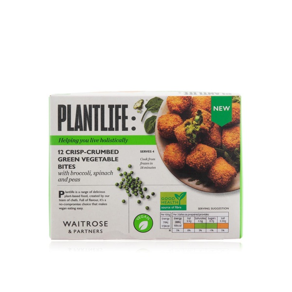 Waitrose Frozen Plantliving: 12 Crisp-Crumbed Green Vegetable Bites 240G