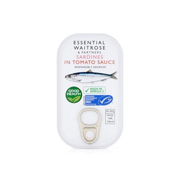 Waitrose Essential Sardines In Tomato Sauce 120G