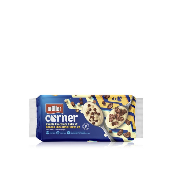 Muller Crunch Corner Vanilla Chocolate Balls and Banana Chocolate Flakes 496g x 4