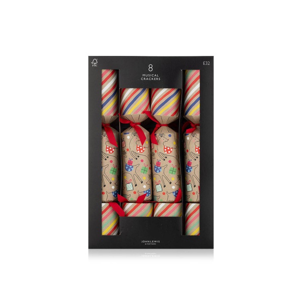 John Lewis Reindeer Musical Crackers 8 Pack