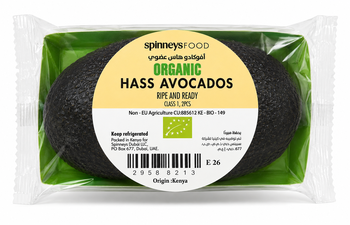 Spinneysfood Organic Ripe and Ready Hass Avocados 2s