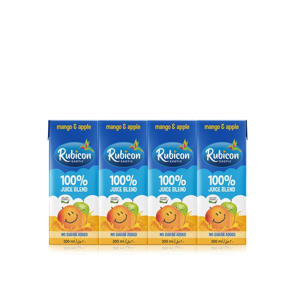 Buy Rubicon 100% juice blend mango & apple 4 x 200ml in UAE