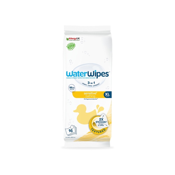 WaterWipes Sensitive+ Bathing 99.9% Water Wipes x16
