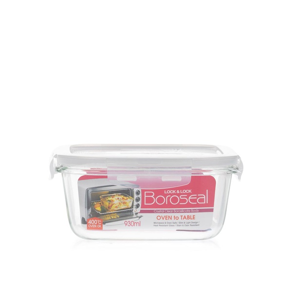 Lock & Lock Square Glass Container and Lid 930ml