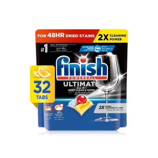 Finish Ultimate Lemon Sparkle Scent 2x More Cleaning Power Dishwasher Tablets x 32