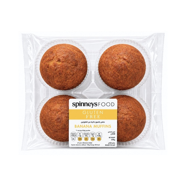 Spinneysfood Gluten-Free Banana Muffins x4 208g