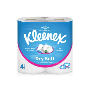 Kleenex Dry Soft Toilet Tissue Paper 200 Sheets x 2 Ply x 4 Rolls
