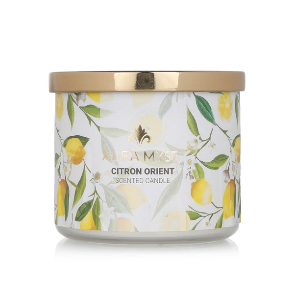 اشتري Aura Myst glass jar three wick scented candle citron orient في الامارات