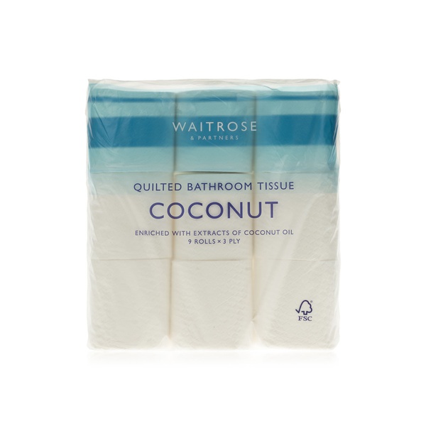 اشتري Waitrose Quilted Toilet Tissue Coconut 9 Rolls في الامارات