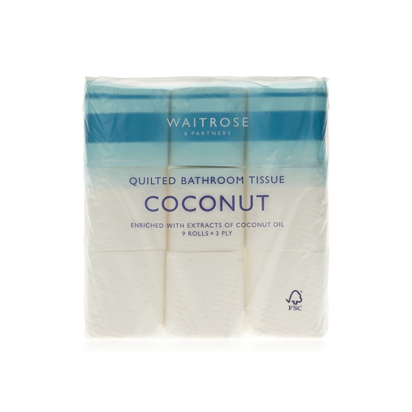 Buy Waitrose Quilted Toilet Tissue Coconut 9 Rolls in UAE