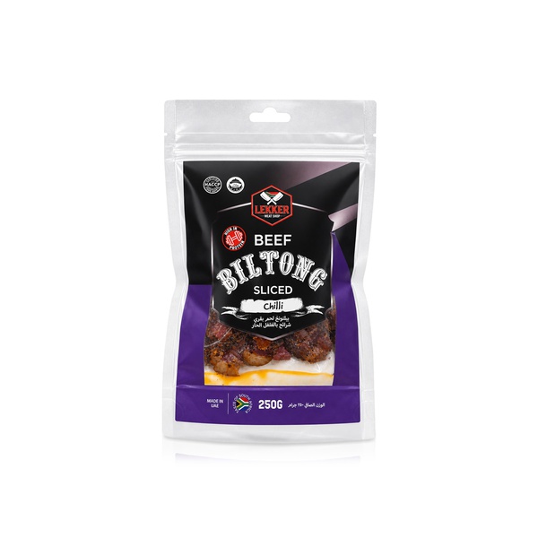 Lekker Beef Biltong Sliced Chilli 250g
