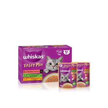 Whiskas Tasty Mix Wet Cat Food for Adults Mix of the Sea Collection in Gravy 70g x 12