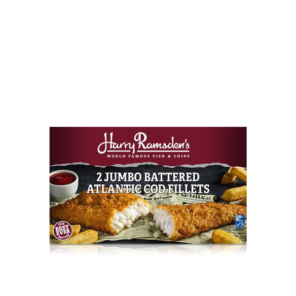 Harry Ramsdens 2 Jumbo Battered Atlantic Cod Fillets 500g