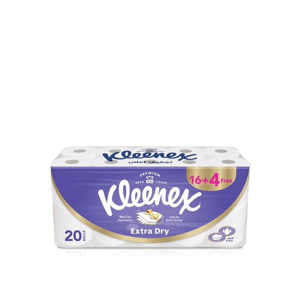 Buy Kleenex extra dry toilet tissue paper 160 sheets x 3 ply x 20 rolls in UAE