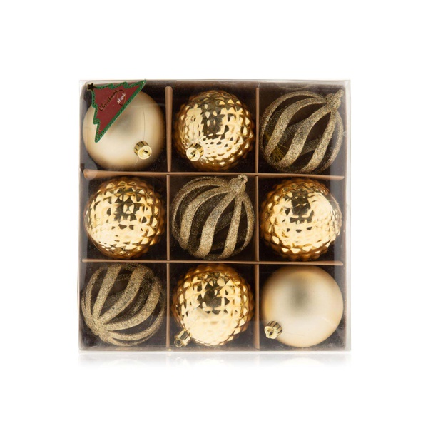 Christmas Magic Xmas Baubles Gold 8cm x 9