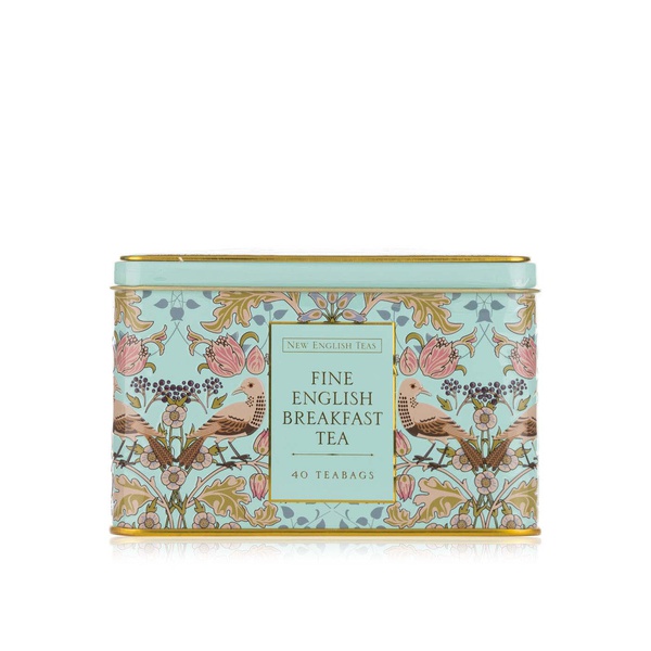 New English Teas Fine English Breakfast Tea Green Gift Tin 40 Bags 80g
