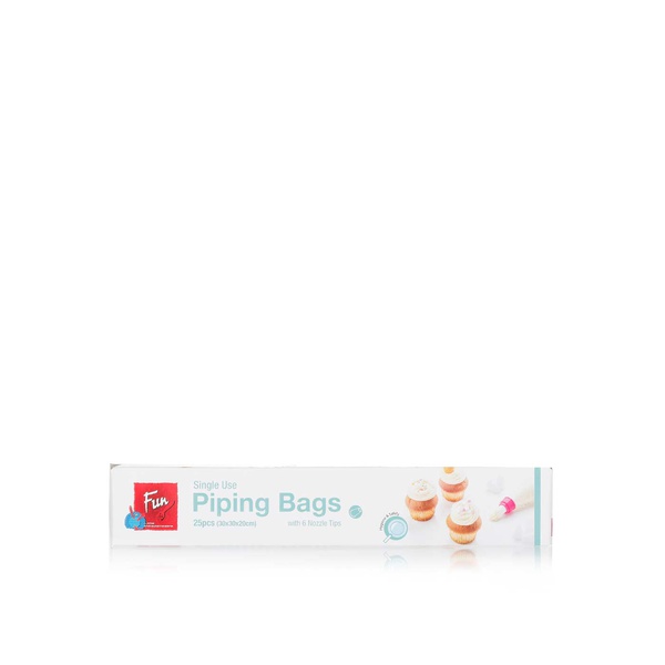 Fun Single Use Piping Bags with 6 Nozzle Tips x 25