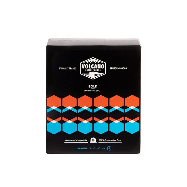 Buy Volcano Coffee Works bold morning shot eco coffee pods x10 in UAE