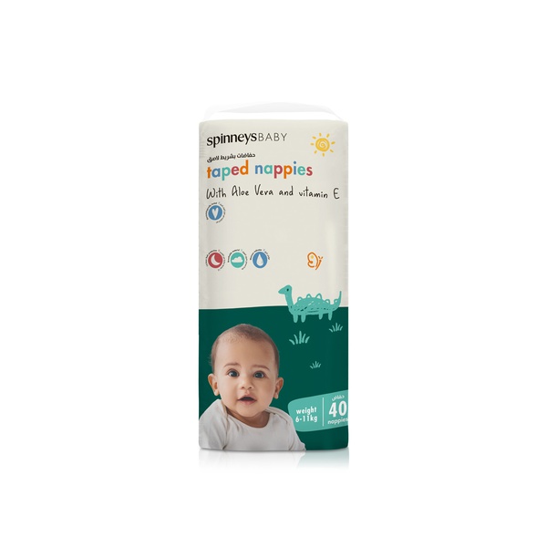 Spinneysbaby Taped Nappies with Aloe Vera & Vitamin E Medium  x 40 (6-11kg)