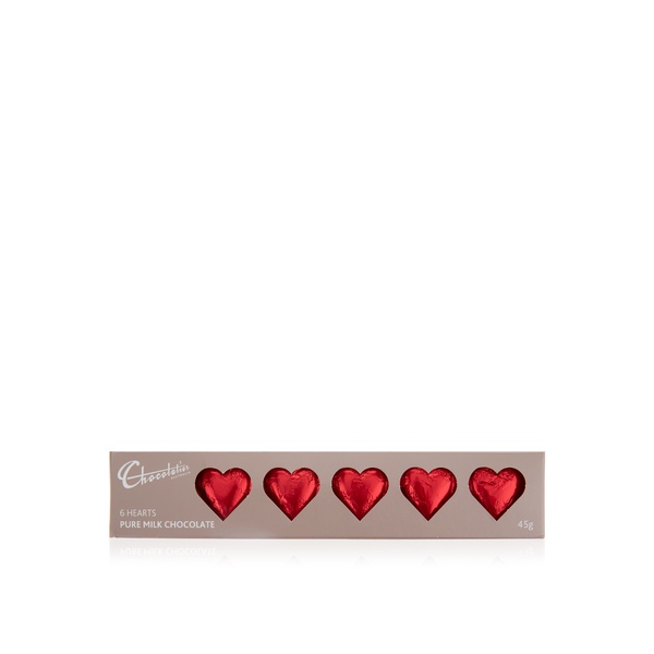 اشتري Chocolatier solid milk chocolate hearts red 6s 45g في الامارات