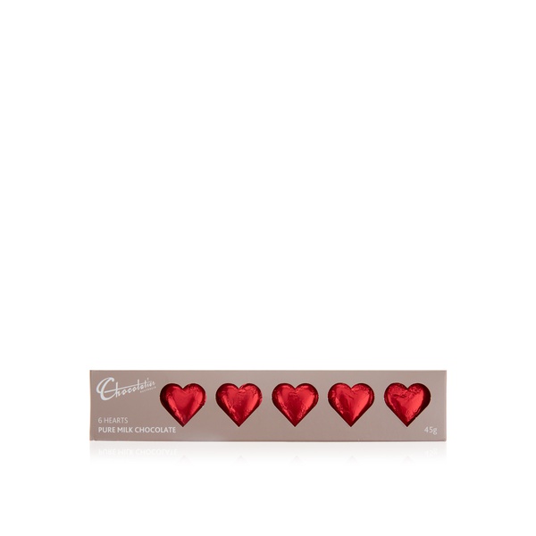 Chocolatier Solid Milk Chocolate Hearts Red x 6