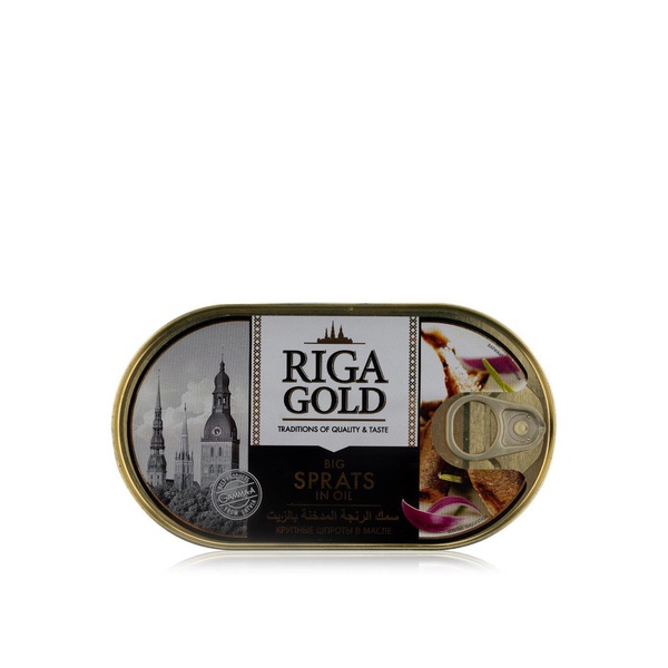 Buy Riga gold smoked big sprats in oil 190g in UAE