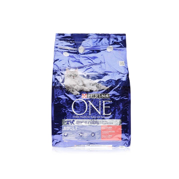 Buy Purina One adult cat food with salmon & whole grains 3kg in UAE