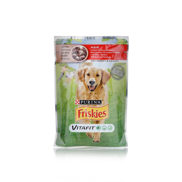 اشتري Purina Friskies beef & potatoes adult dog food 100g في الامارات