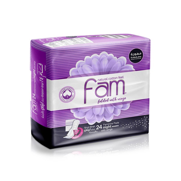 Fam Sanitary Pads Folded with Wings Night x 24