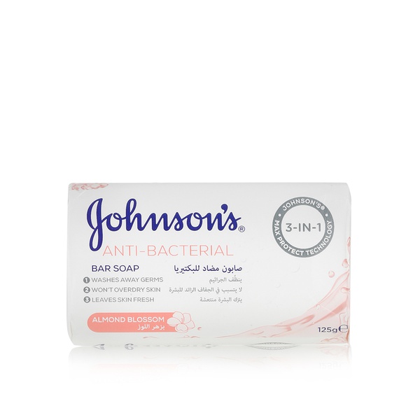 Buy Johnsons and Johnsons antibacterial almond blossom soap bar 125g in UAE