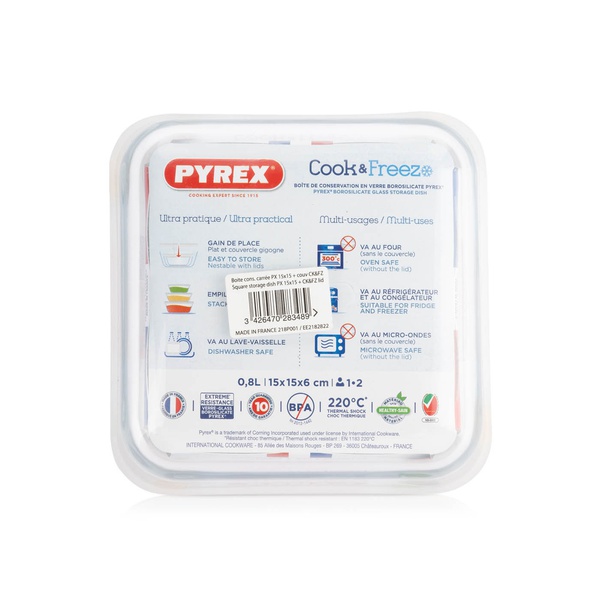 Pyrex Cook and Freeze Square Dish with Lid 850ml