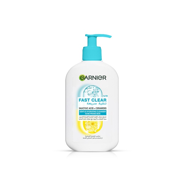 Garnier Fast Clear Gentle Cleanser Hydrating Face Wash for Acne Prone Skin 250ml