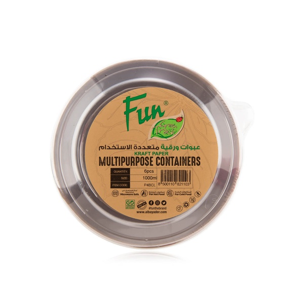 Fun Kraft Paper Multipurpose Containers with Lid 1000ml