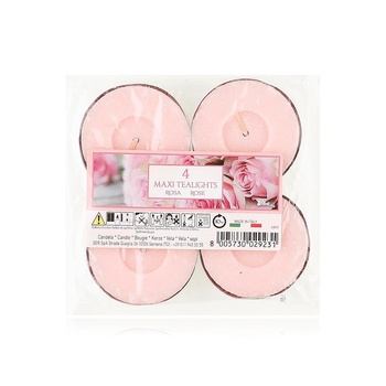 Aladino Scented Maxi Tealight Candle Rose x 4