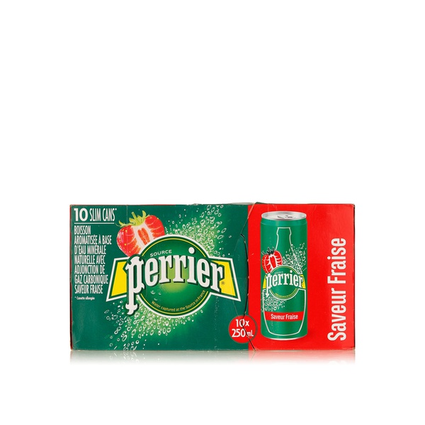 Buy Perrier carbonated water slim can strawberry 10 x 250ml in UAE