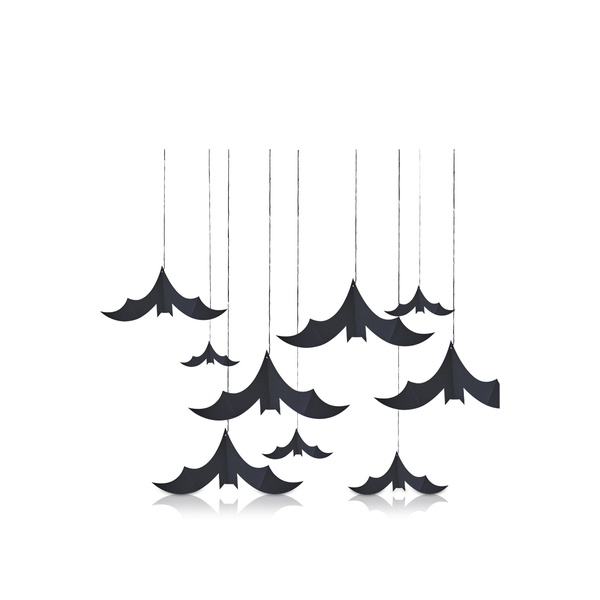 Ginger Ray 10 Black Hanging Bat Decorations