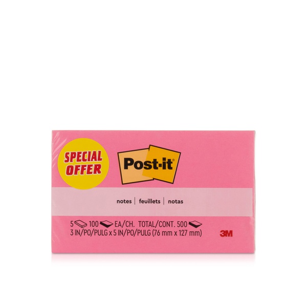 Post-It Notes 3 x 5in Neon Pads 5 x 100