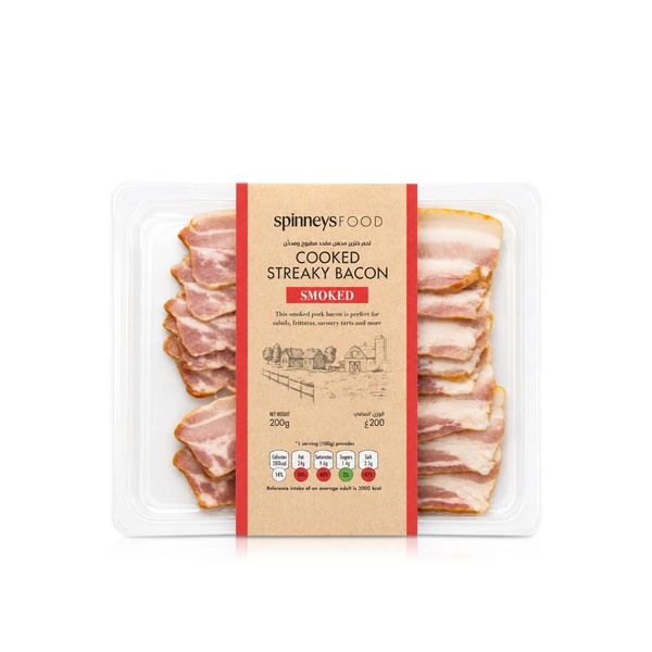 Spinneysfood Smoked Cooked Streaky Pork Bacon 200g