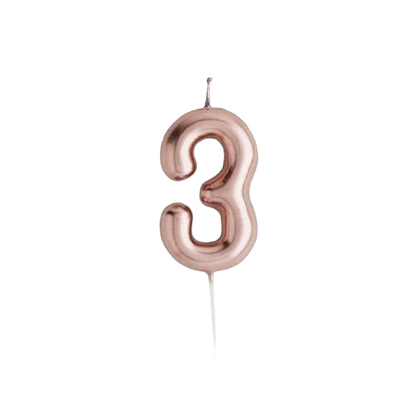 Hootyballoo Rose Gold Number 3 Candle