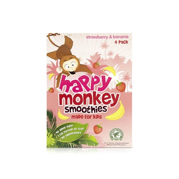 Happy Monkey Strawberry & Banana Smoothie 4 x 180ml