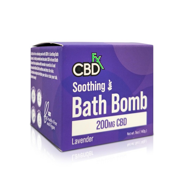 CBDFx 200mg CBD soothing bath bomb lavender 142g