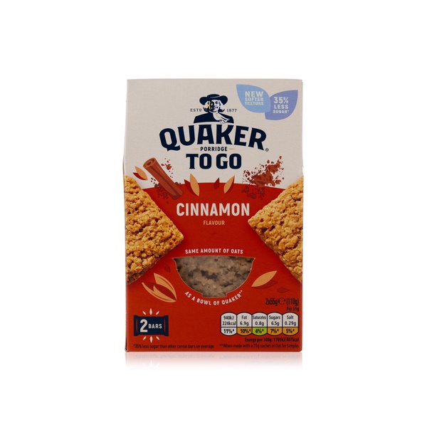 Quaker Porridge to Go Cinnamon Breakfast Bars 55g