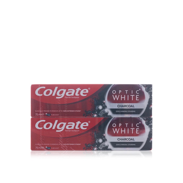 اشتري Colgate optic white charcoal toothpaste 75ml 2 pack في الامارات