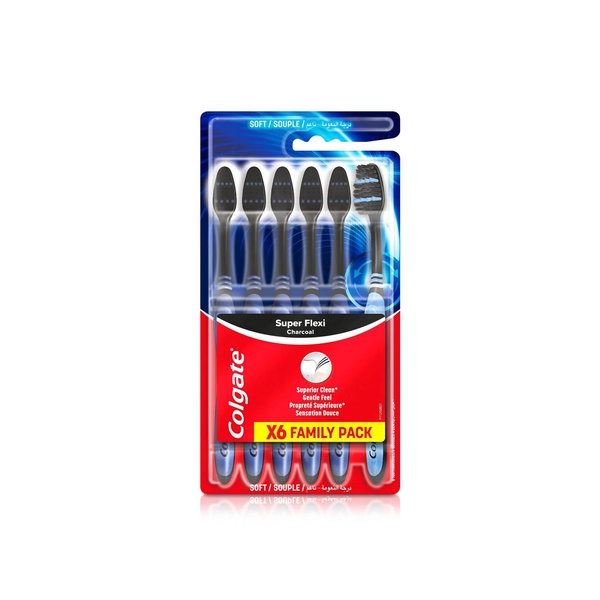 Colgate Super Flexi Charcoal Toothbrushes Soft x 6